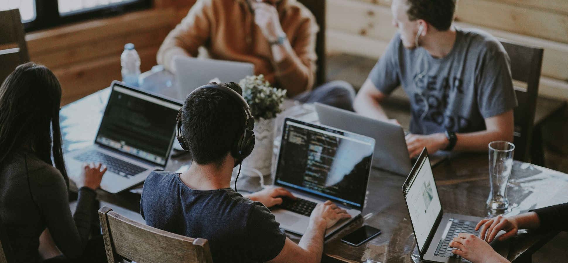 People working on laptop