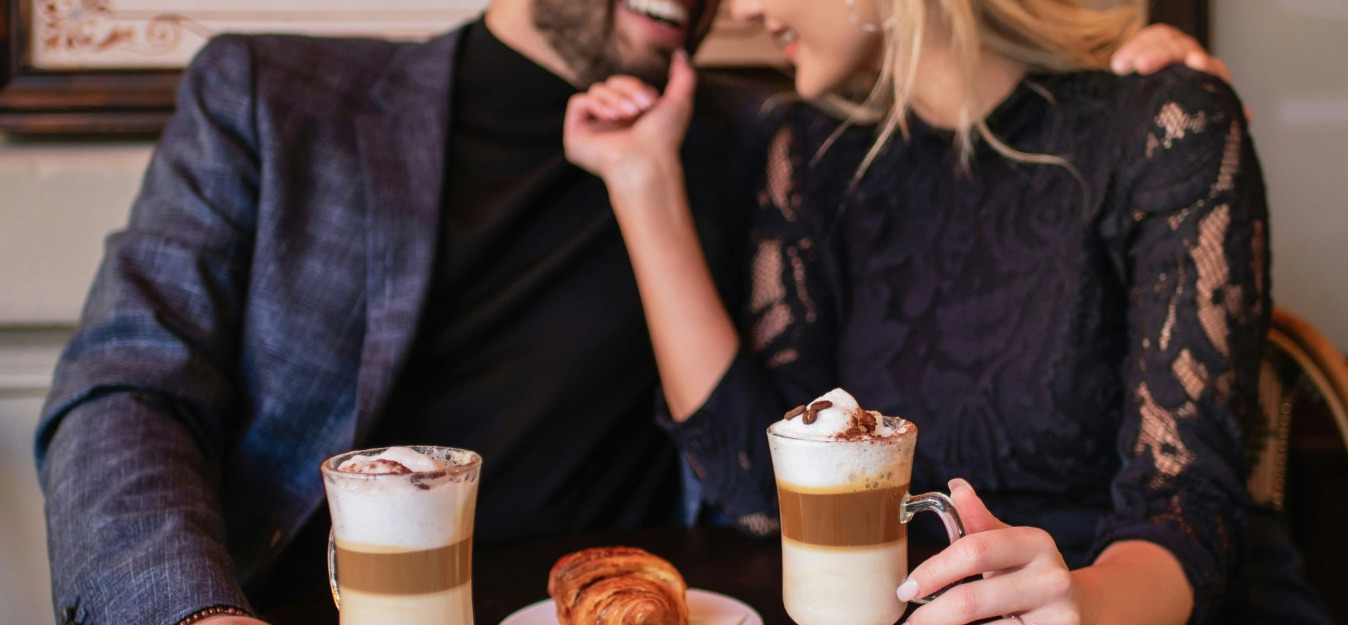 Two people having coffee