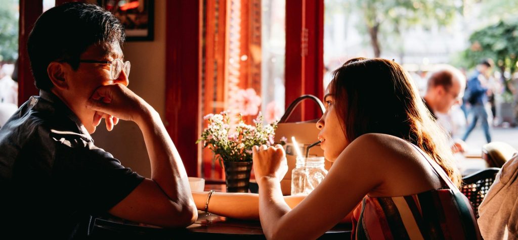 A couple talking to each other