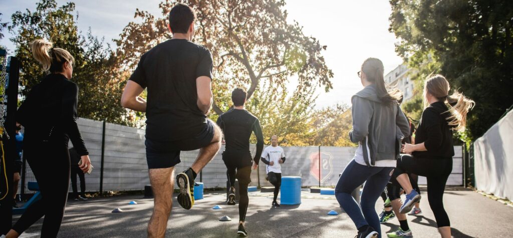 A group of people jogging