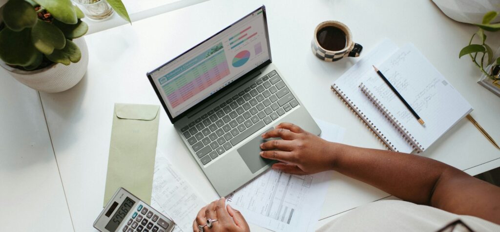 Laptop spreadsheet financial analysis