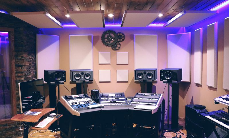 Recording studio control room representing ElevenLabs celebrity investors and AI voice technology